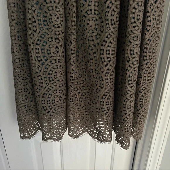 NEW Peter Cohen Elegant Eyelet Lace Sleeveless Dress - Olive Green 100% cotton - Picture 6 of 14